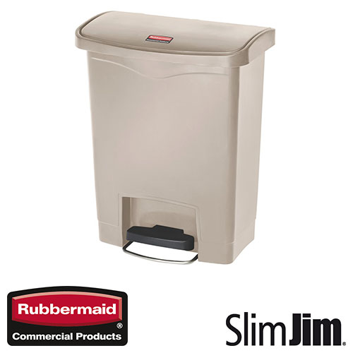 Afvalbak Slim Jim Front Step On container Rubbermaid 30 liter beige